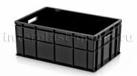 Ящик для молока, мяса, овощей и фруктов сплошной усиленный черный