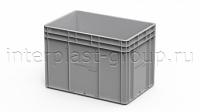 Евроконтейнер закрытые ручки/сплошное дно (серый), 600x400x420 мм