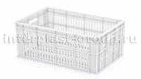 Ящик для молока, мяса, овощей и фруктов большая перфорация дно сплошное белый